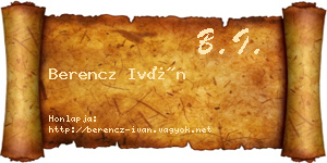 Berencz Iván névjegykártya
